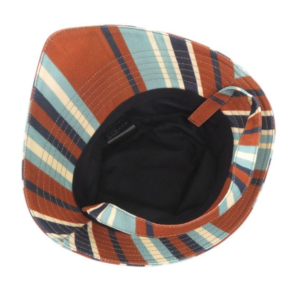 Prada Triangle Logo Stripe Size XL Cotton Multicolor Bucket Hat 1378 - Picture 6 of 9